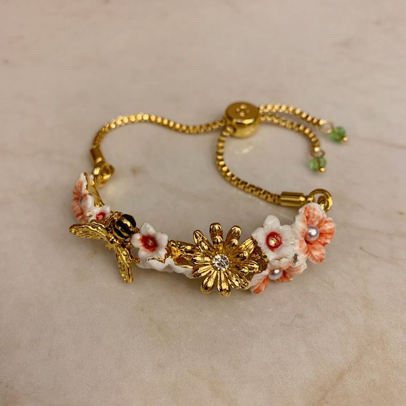 enamel flower petal bee jewelry, view 12 - MRSLM
