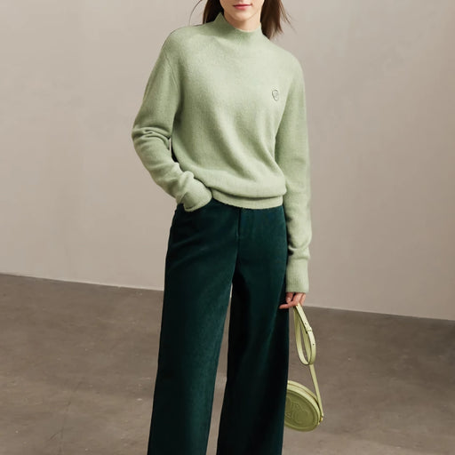 mock neck embroidery knitted pullover sweater - MRSLM