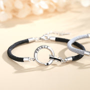 double ring couple bracelet sterling silver, view 3 - MRSLM