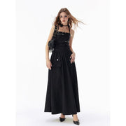 black backless bandage maxi dress with pockets, view 3 - MRSLM
