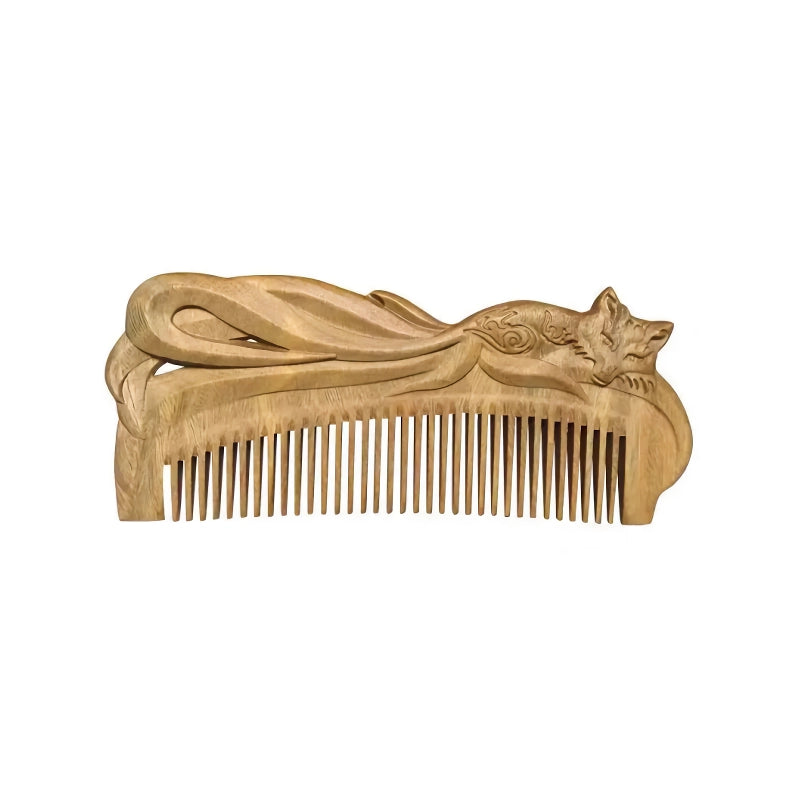 green sandalwood fox hair comb, view 6 - MRSLM