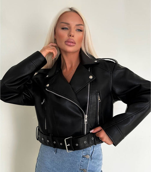 washed faux leather zipper jacket, view 2 - MRSLM