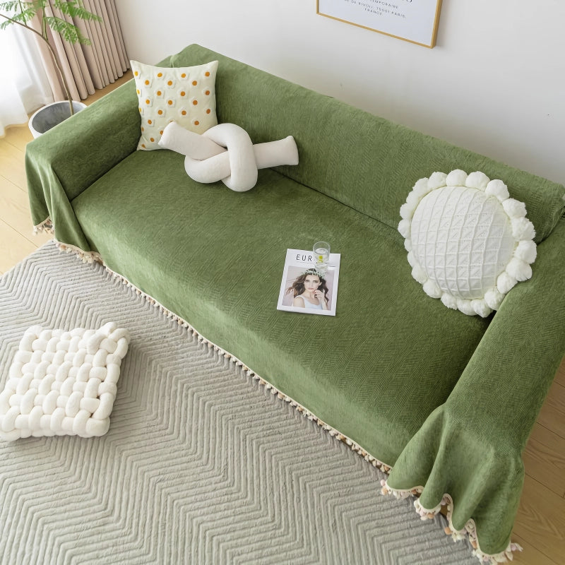 herringbone chenille sofa cover, view 4 - MRSLM