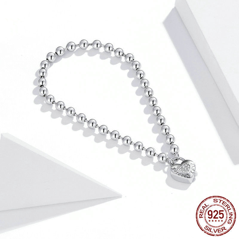 silver charm bead bracelet unisex, view 4 - MRSLM