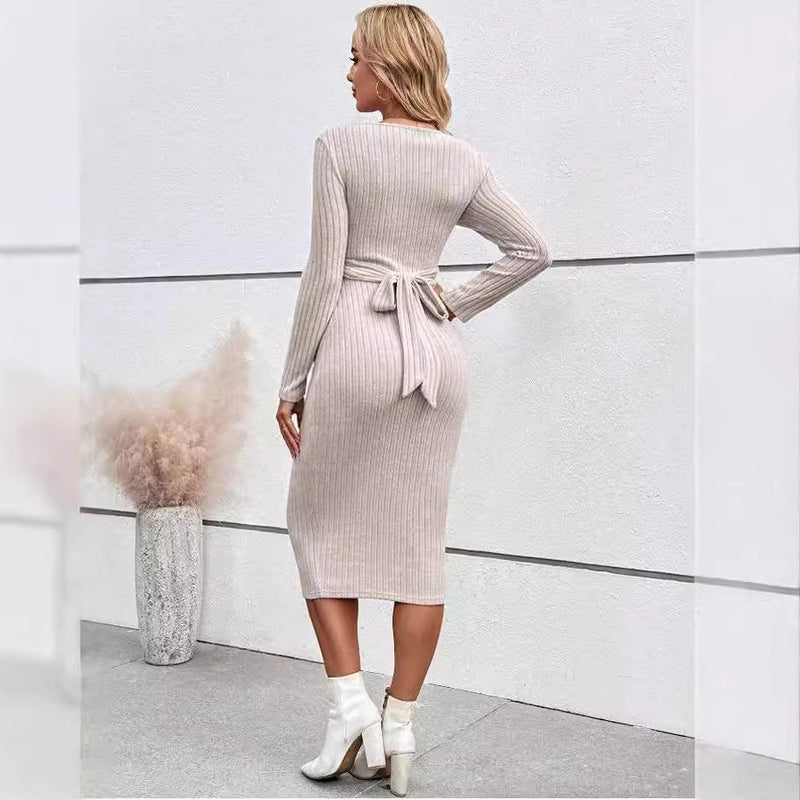 long sleeve maternity dress, view 2 - MRSLM