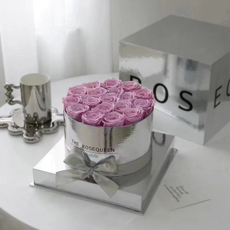 Mirror round flower pot preserved flowers, view 3 - MRSLM
