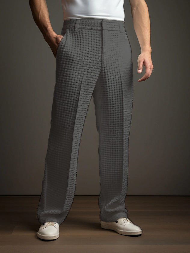 men's straight waffle-knit suit pants, view 8 - MRSLM