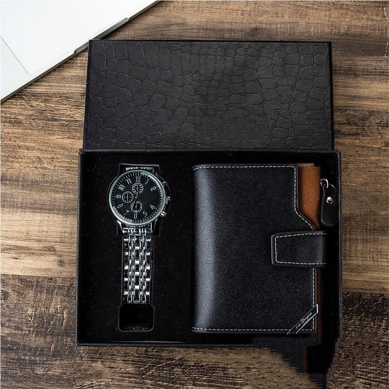 Men's quartz watch and leather wallet gift set, view 3 - MRSLM