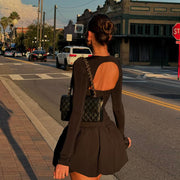 bubble hem long sleeve dress, view 4 - MRSLM