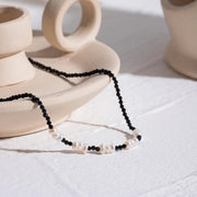 black crystal imitation pearl necklace, view 4 - MRSLM