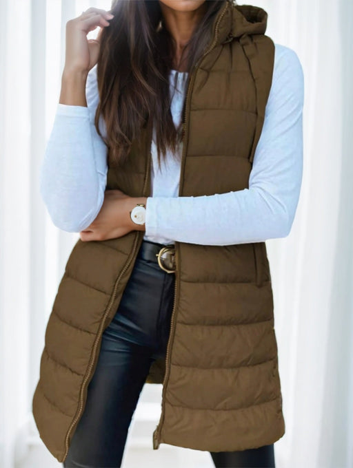 Women's long hooded puffer vest - MRSLM