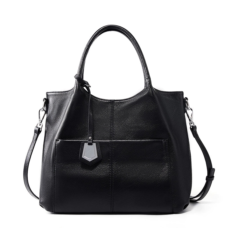 casual genuine leather shoulder tote bag, view 2 - MRSLM