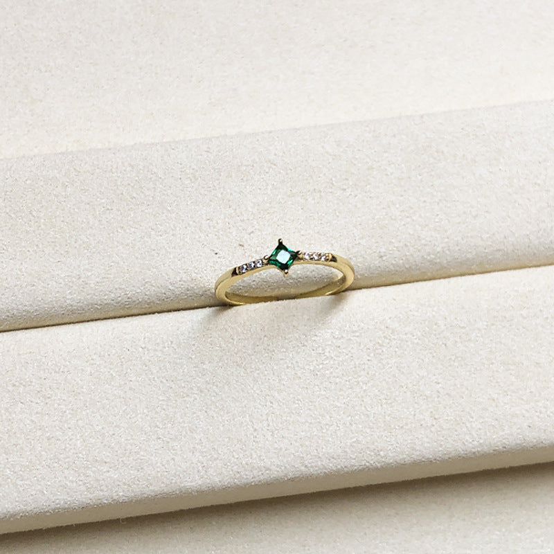 S925 silver adjustable green stone ring, view 5 - MRSLM