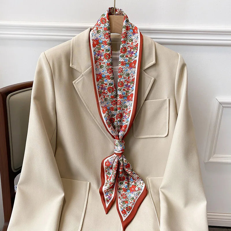 Floral print long polyester scarf, view 11 - MRSLM