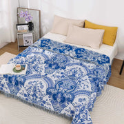 boho multilayer cotton blanket with tassels, view 2 - MRSLM
