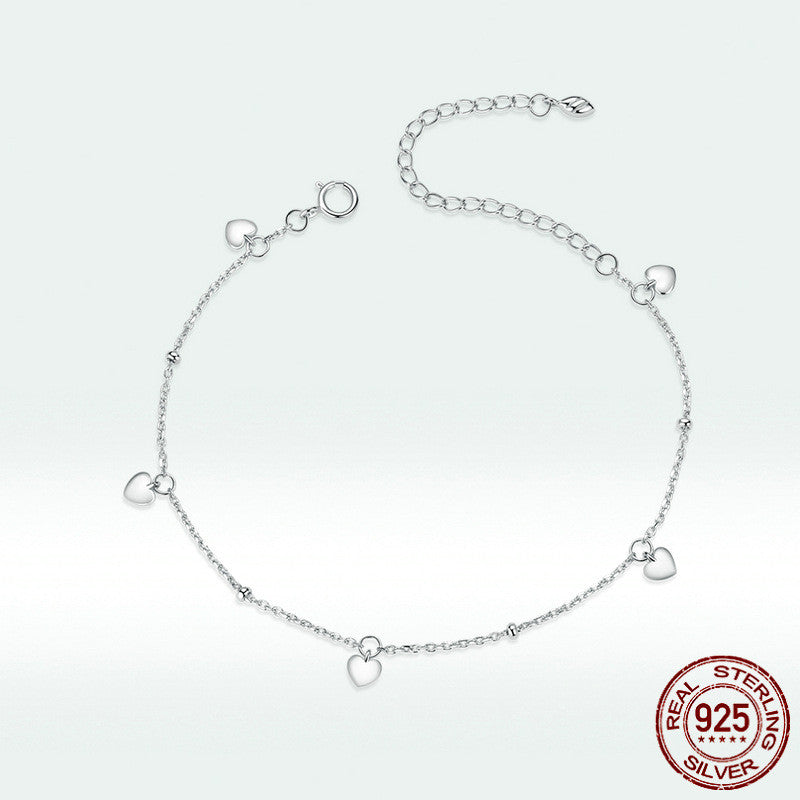 simple heart plated silver bracelet, view 2 - MRSLM
