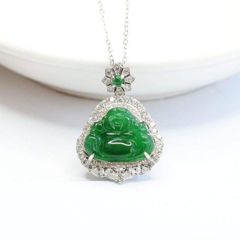 silver inlaid jade pendant, view 2 - MRSLM
