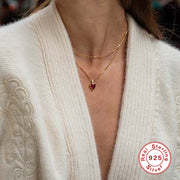 S925 silver topaz heart pendant necklace, view 5 - MRSLM