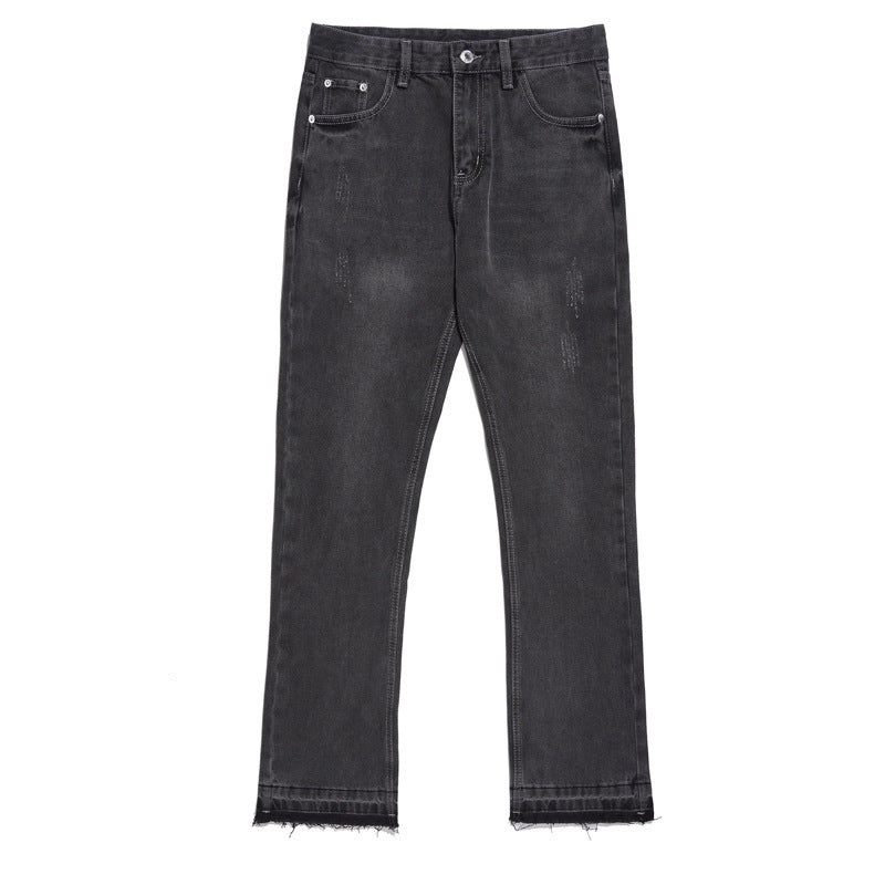 Micro Flared Fringe Worn Jeans Men's