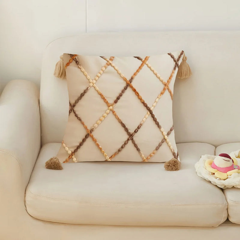 Nordic geometric tassel cushion cover, view 5 - MRSLM