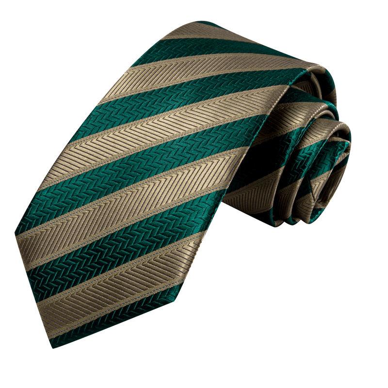 green striped silk necktie set for men, view 5 - MRSLM