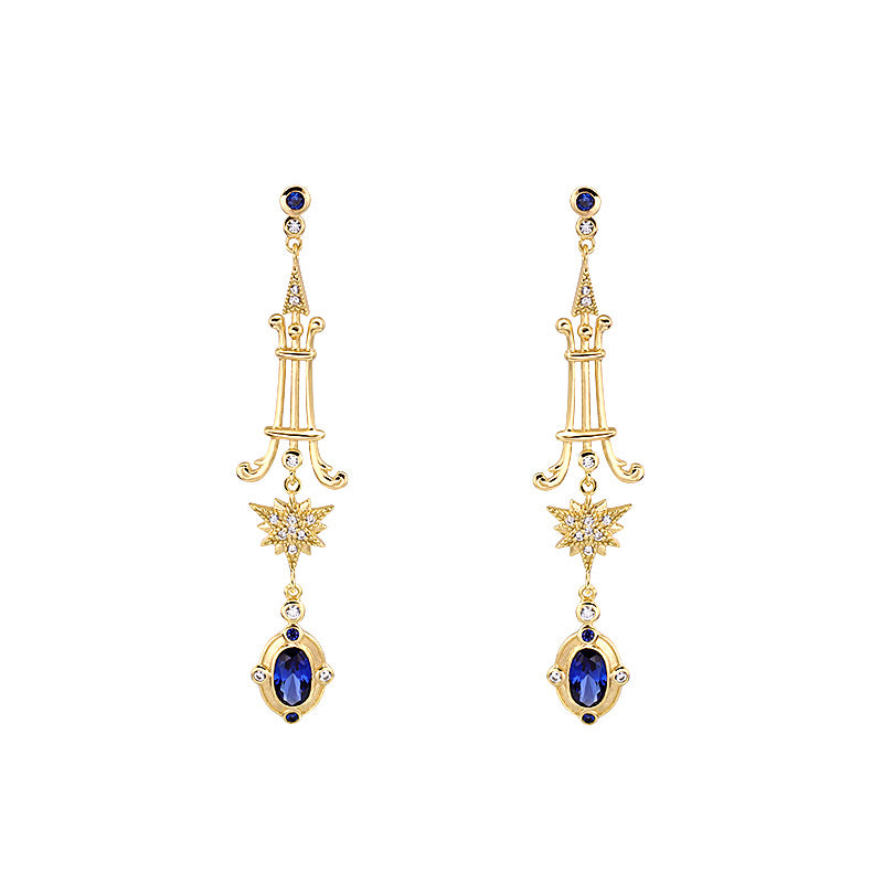 french court starburst blue earrings, view 2 - MRSLM