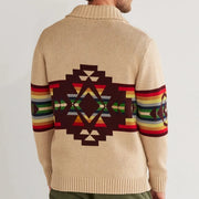 Men's jacquard knit cardigan sweater coat, view 6 - MRSLM