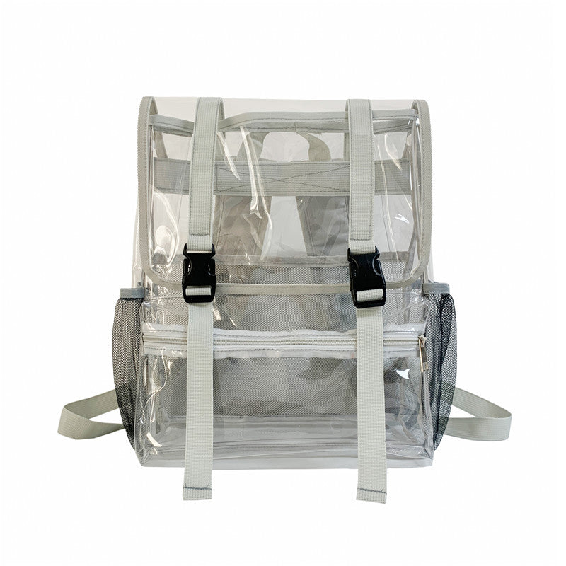 transparent flap travel duffel bag, view 3 - MRSLM