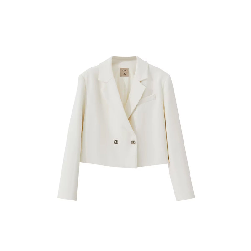 women's short blazer with lapel collar, view 2 - MRSLM