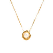 Stainless steel pearl pendant necklace, view 2 - MRSLM