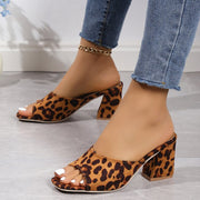 Leopard square-toe chunky heel sandals, view 9 - MRSLM