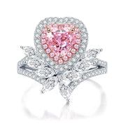 women's pink heart silver ring, view 3 - MRSLM