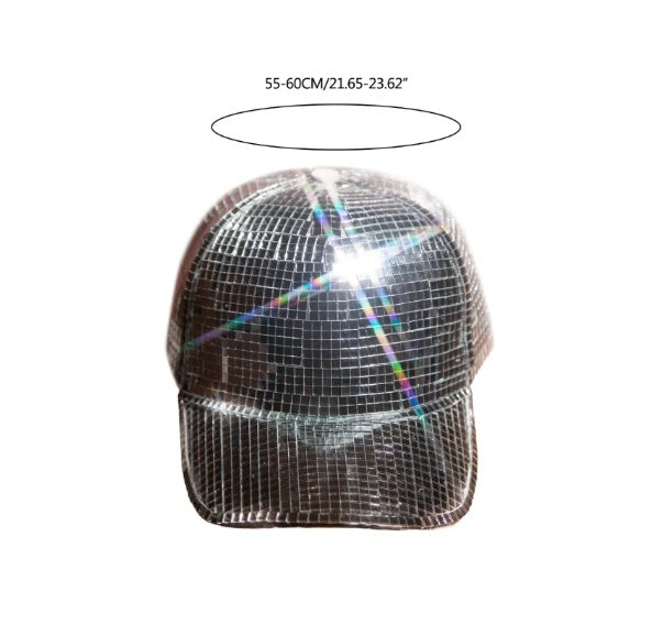 Silver mirror party peaked cap, view 5 - MRSLM