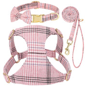 fashion dog harness leash set with bowtie, view 2 - MRSLM