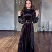 pleated loose belt dress, view 2 - MRSLM