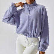 women's loose stand collar sports coat - MRSLM