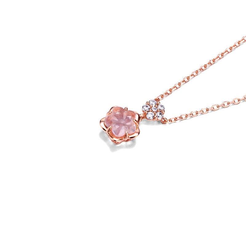 pink crystal heart necklace, view 4 - MRSLM