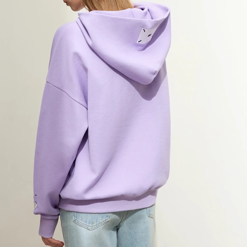 hooded cotton hoodie with geometric embroidery, view 8 - MRSLM