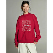 winter floral plush sweatshirt for women, view 6 - MRSLM