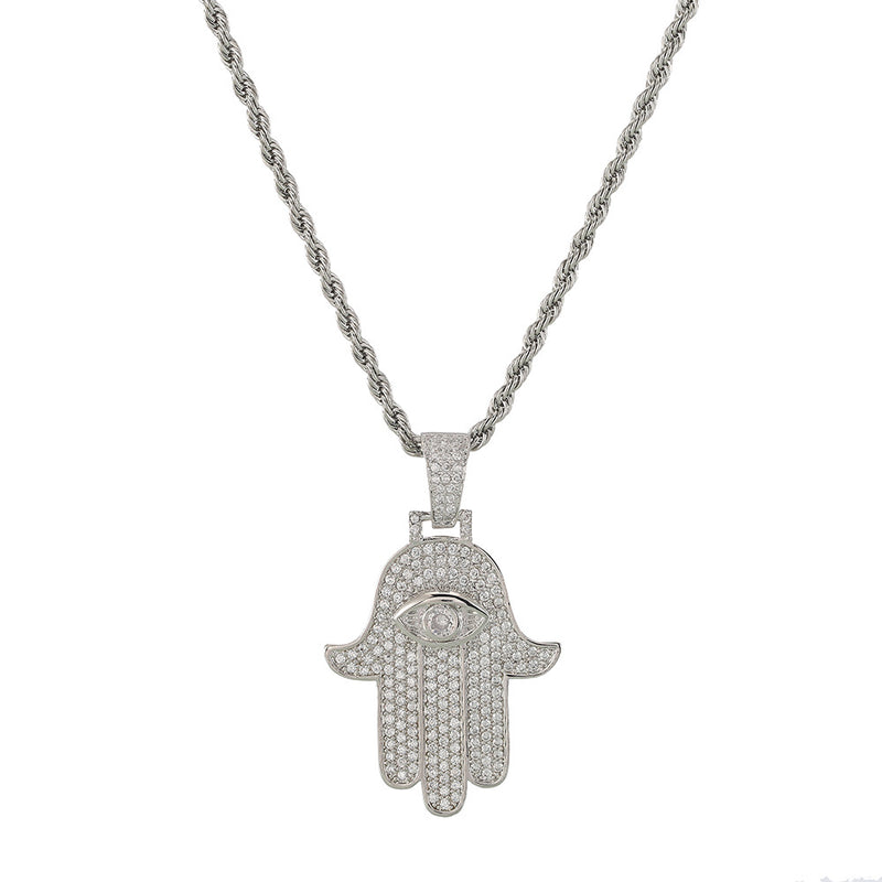 zircon Fatima hand pendant necklace, view 4 - MRSLM