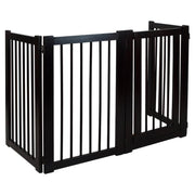 espresso hardwood freestanding pet gate with walk-through door, view 3 - MRSLM