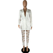 women's solid color blouse and pants casual suit, view 2 - MRSLM
