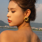18K gold plated O-shaped earrings and necklace, view 3 - MRSLM