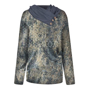 stripe print button v-neck pullover top, view 5 - MRSLM