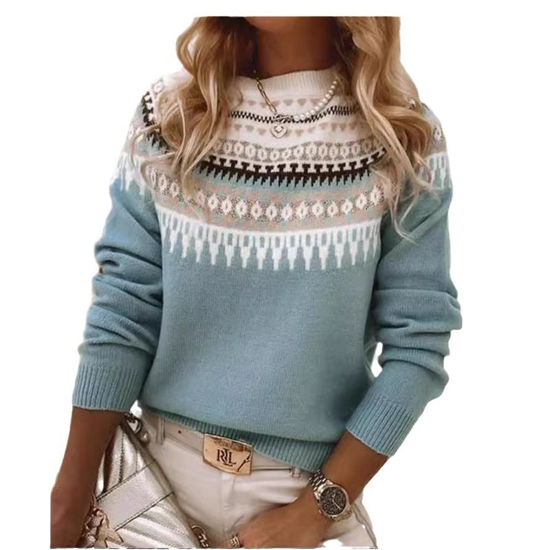women's round neck loose pullover sweater, view 6 - MRSLM