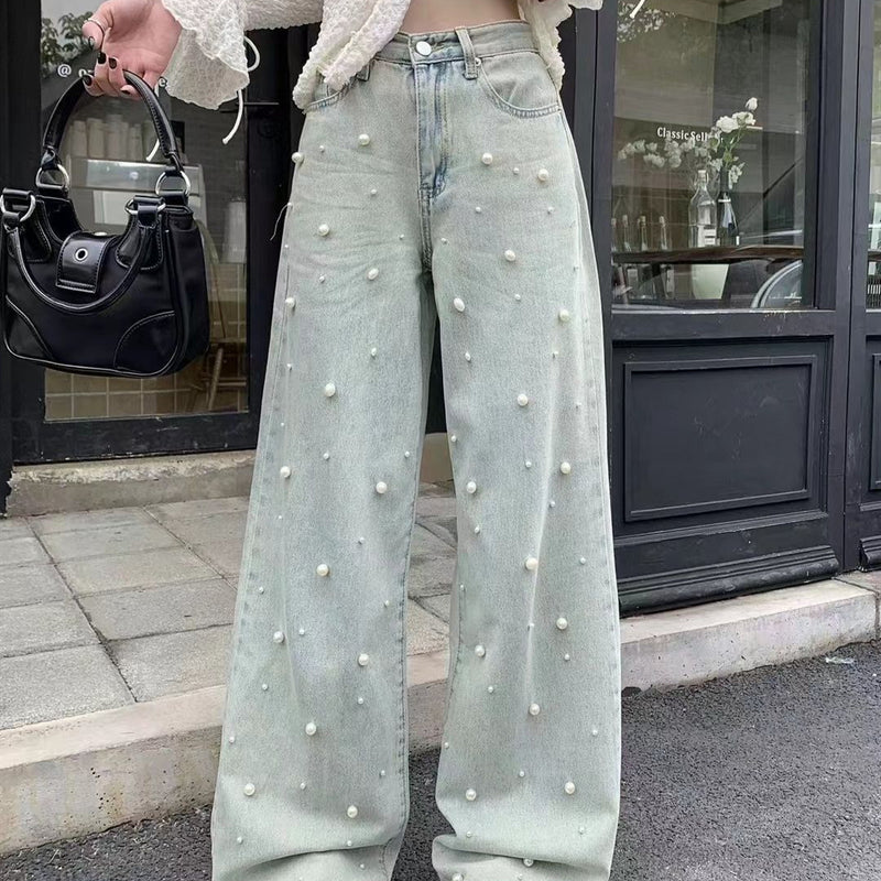 Women's Summer High Waist Straight Wide Leg Jeans