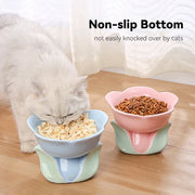 flower shaped elevated ceramic cat bowl, view 6 - MRSLM