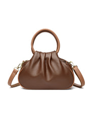 large pleated leather crossbody bag, view 7 - MRSLM