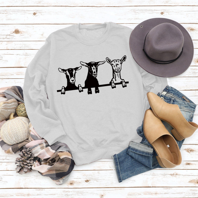 cute alpaca print crew neck sweatshirt, view 11 - MRSLM