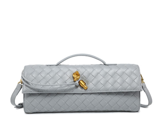 woven leather crossbody clutch bag, view 12 - MRSLM